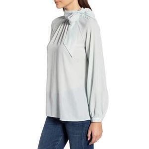 Chelsea28 Size S Womens Tie Neck Mint Shimmer Blouse Top